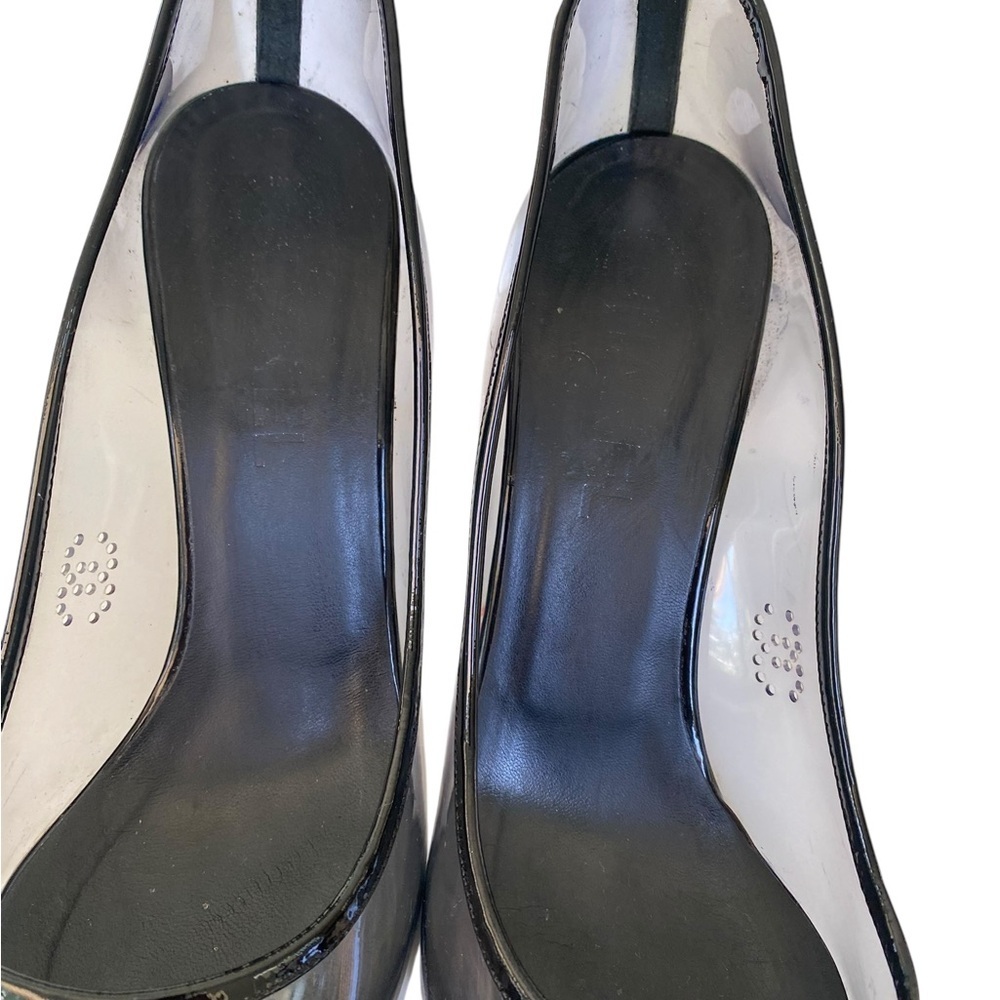 CHANEL Black Patent Leather & Clear PVC Cap Toe Pumps – Iconic CC Logo size 39 - Picture 6 of 12